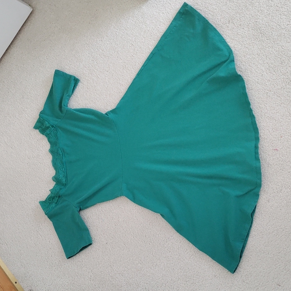 Green Off the Shoulder Dress with Lace